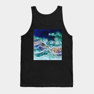 Abstract Turquoise Watercolor Landscape Tank Top